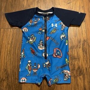 Under Armour 12 m one piece zippered graphic logo swimsuit BNWT